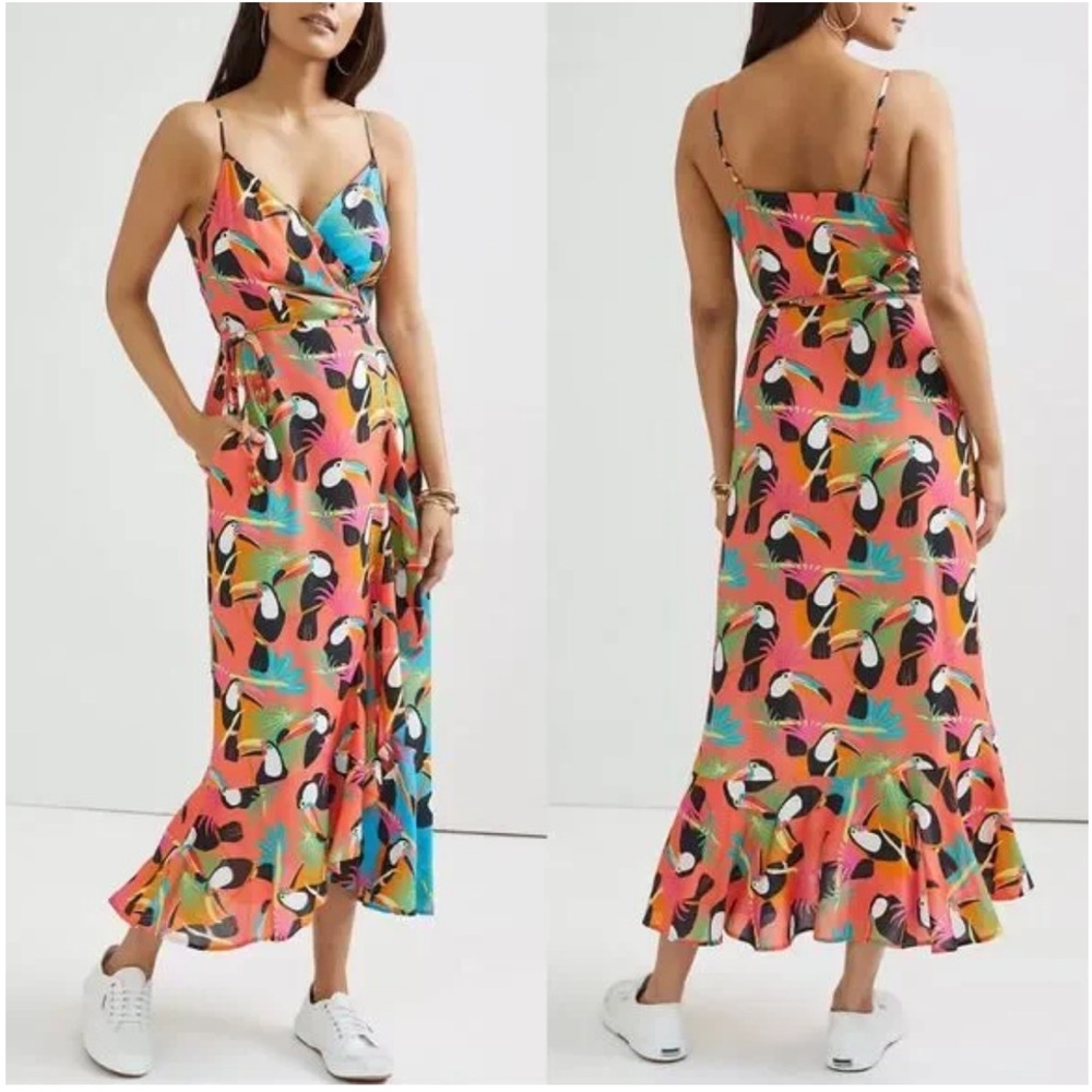 Farm Rio Toucan Tropical Wrap Maxi Dress‎ Size XXS